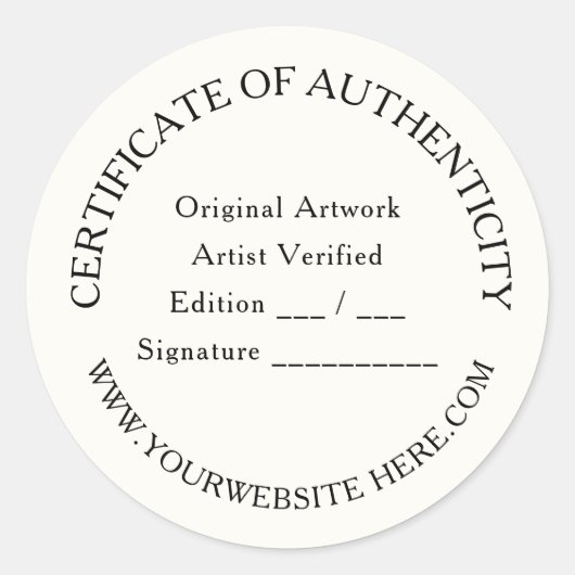 Luxe Authenticiteitscertificaat Sticker | Ivoor (Voorkant)