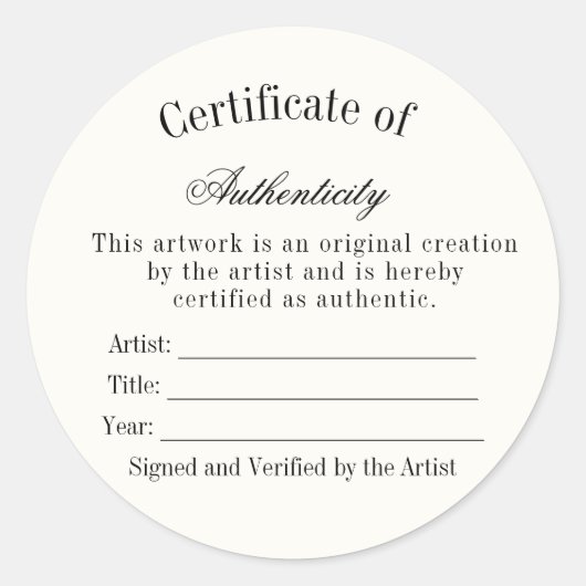 Luxe Authenticiteitscertificaat Sticker | Ivoor (Voorkant)