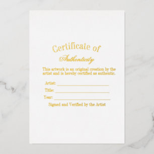Luxe Authenticiteitscertificaat Sticker Ivoor Folie Uitnodiging