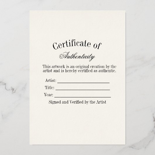 Luxe Authenticiteitscertificaat Sticker | Ivory Folie Feestdagenkaart (Voorkant)