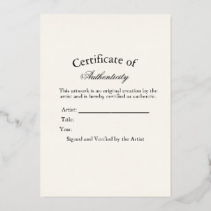 Luxe Authenticiteitscertificaat Sticker   Ivory Folie Feestdagenkaart