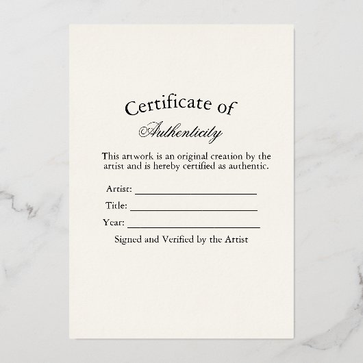 Luxe Authenticiteitscertificaat Sticker | Ivory Folie Feestdagenkaart (Voorkant)