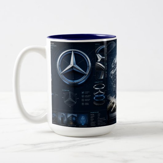 Luxe Auto Blueprint Conceptauto-engineering... Tweekleurige Koffiemok (Links)