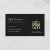 Luxe Auto Detailing QR-code Zwart & Goud Visitekaartje (Achterkant)