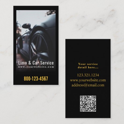 Luxe auto limousine & auto service QR-code Visitekaartje (Voorkant / Achterkant)
