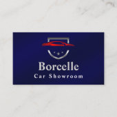 Luxe Auto logo - Rood Sportscar op blauw Visitekaartje (Voorkant)