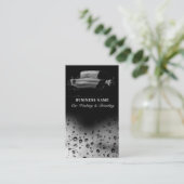 Luxe Auto Wash Automotive Cleaning QR Code Zwart Visitekaartje (Staand voorkant)