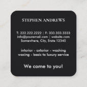 Luxe automatische specificatie van autoreinigingsr vierkante visitekaartje (Achterkant)