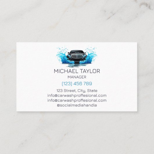 Luxe Automobiel Auto Wassen Auto Detailering Visitekaartje (Achterkant)