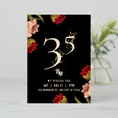 Luxe Avant Garde Barok BM 35e Verjaardag Folie Uitnodiging (Staand Voorkant)