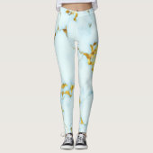 Luxe Azure Gilded Pottery Motif Keramische Kunst Leggings (Voorkant)