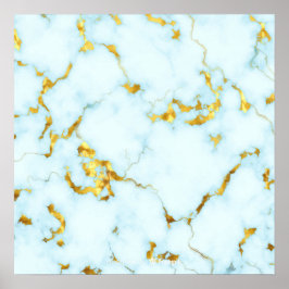 Luxe Azure Gilded Pottery Motif Keramische Kunst Poster