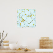 Luxe Azure Gilded Pottery Motif Keramische Kunst Poster (Keuken)