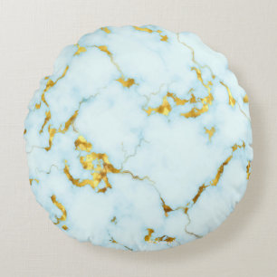 Luxe Azure Gilded Pottery Motif Keramische Kunst Rond Kussen