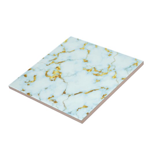 Luxe Azure Gilded Pottery Motif Keramische Kunst Tegeltje (Zijkant)