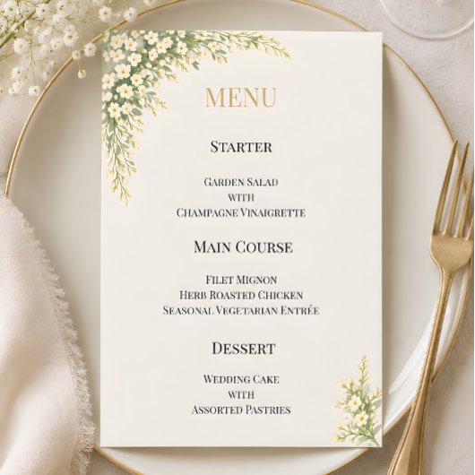 Luxe Baby's Breath Bloemige Trouwdag Menu