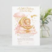 Luxe babyshower uitnodiging meisje Roze Goud Maan (Staand voorkant)