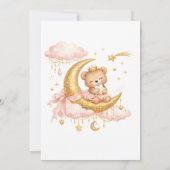 Luxe babyshower uitnodiging meisje Roze Goud Maan (Achterkant)