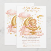 Luxe babyshower uitnodiging meisje Roze Goud Maan (Voorkant / Achterkant)