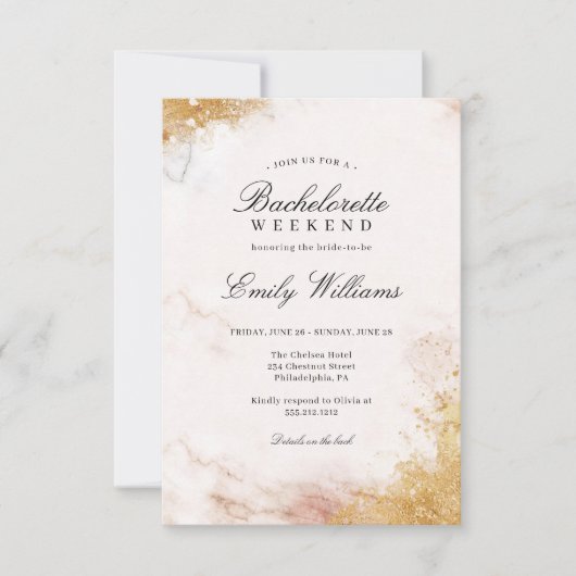 Luxe Bachelorette Weekend Uitnodiging (Voorkant)