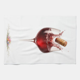 Luxe badhanddoek met wijn glas spatpatroon theedoek