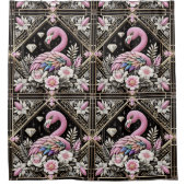 Luxe Badkamer | Art Deco Flamingo Douchegordijn (Voorkant)