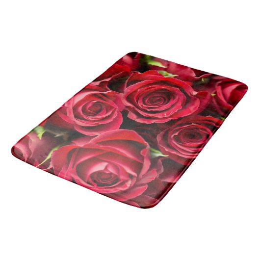 Luxe badmat met rode rozen (Gekanteld)