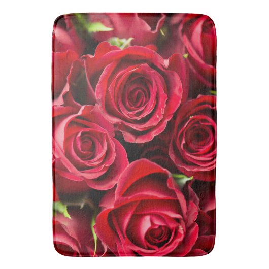 Luxe badmat met rode rozen (Voorkant Verticaal)