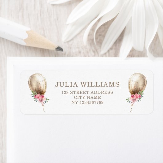 Luxe ballon Glitter Party Return Address Etiket (Insitu)