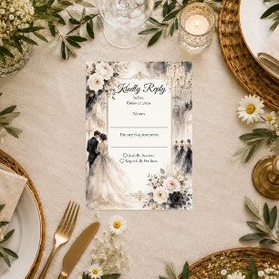 Luxe Balzaal Romantische Trouwdag RSVP Kaartje