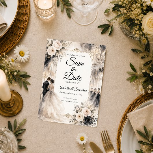Luxe Balzaal Romantische Trouwdag Save The Date
