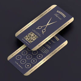 Luxe Barber Navy Gold Barbershop Loyalty Kaart Visitekaartje