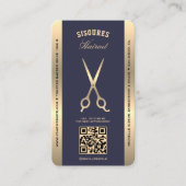 Luxe Barber Navy Gold Barbershop Loyalty Kaart Visitekaartje (Voorkant)