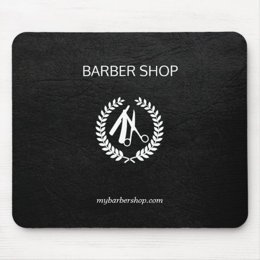 Luxe barber shop gouden zwarte leder ziet er wit u muismat (Voorkant)