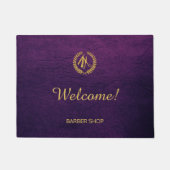 Luxe barber-winkel paars leder ziet er goudkleurig deurmat (Voorkant)