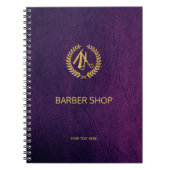 Luxe barber-winkel paars leder ziet er goudkleurig notitieboek (Voorkant)