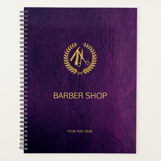 Luxe barber-winkel paars leder ziet er goudkleurig planner (Voorkant)