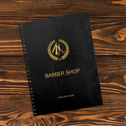 Luxe barber-winkel zwart leder ziet er goudbruin u notitieboek