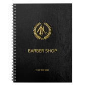 Luxe barber-winkel zwart leder ziet er goudbruin u notitieboek (Voorkant)