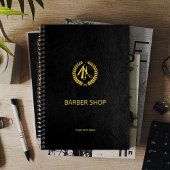 Luxe barber-winkel zwart leder ziet er goudbruin u planner
