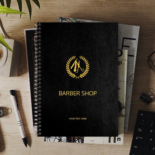 Luxe barber-winkel zwart leder ziet er goudbruin u planner
