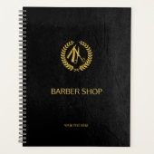Luxe barber-winkel zwart leder ziet er goudbruin u planner (Voorkant)