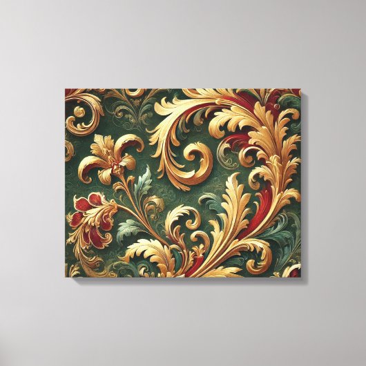 Luxe Barok Damaskpatroon Canvas Afdruk (Voorkant)