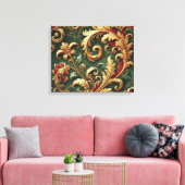 Luxe Barok Damaskpatroon Canvas Afdruk (Insitu (Woonkamer))