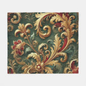 Luxe Barok Damaskpatroon Fleece Deken (Voorkant (Horizontaal))