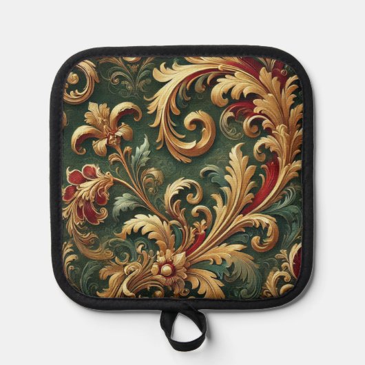 Luxe Barok Damaskpatroon Pannenlap (Voorkant)