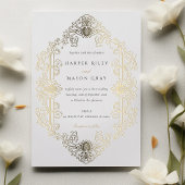 Luxe Barok Gold Foil Huwelijksuitnodiging Folie Uitnodiging
