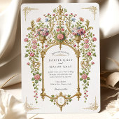 Luxe Barok Gouden Bloemen Huwelijk Kaart