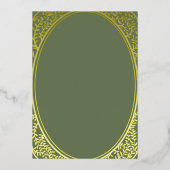 Luxe barok groen en gouden bruiloft folie uitnodiging (Achterkant)