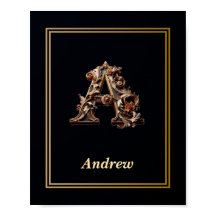Luxe Barok Letter A Monogram Poster